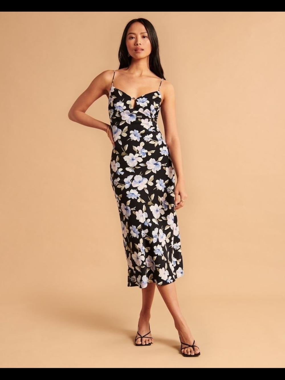 Abercrombie Floral Midi Keyhole Slip Dress